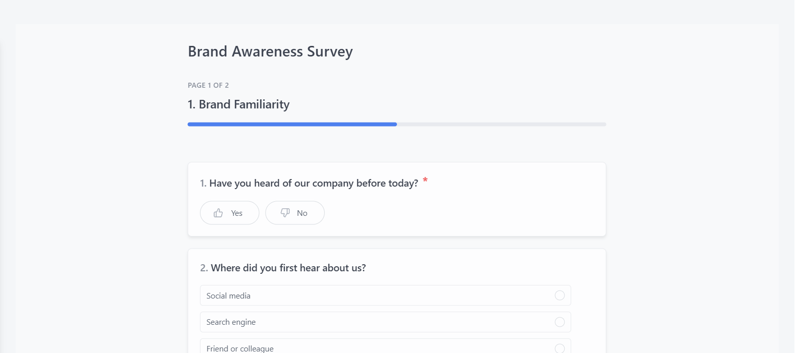 Screenshot of the Brand Awareness Survey template