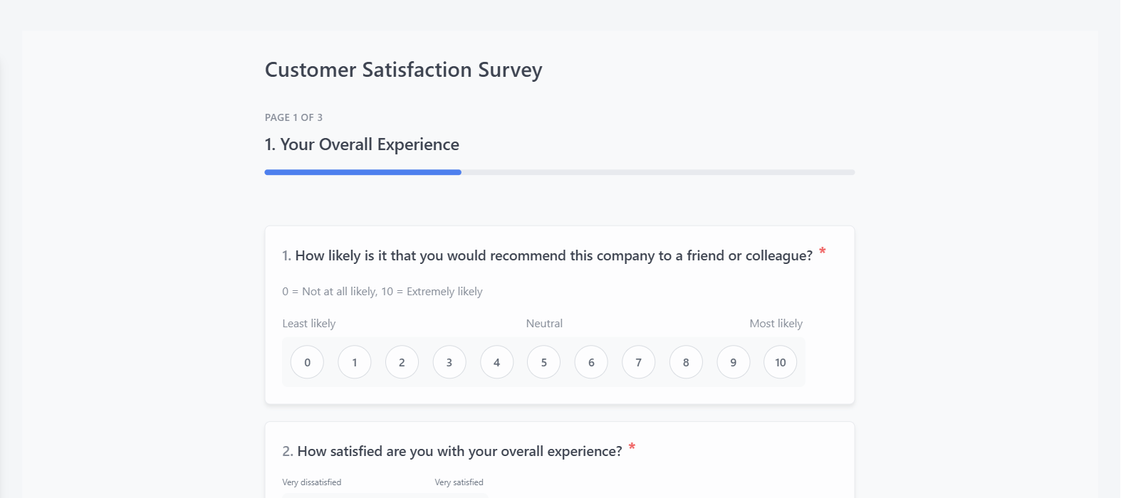Screenshot of the Customer Satisfaction Survey template