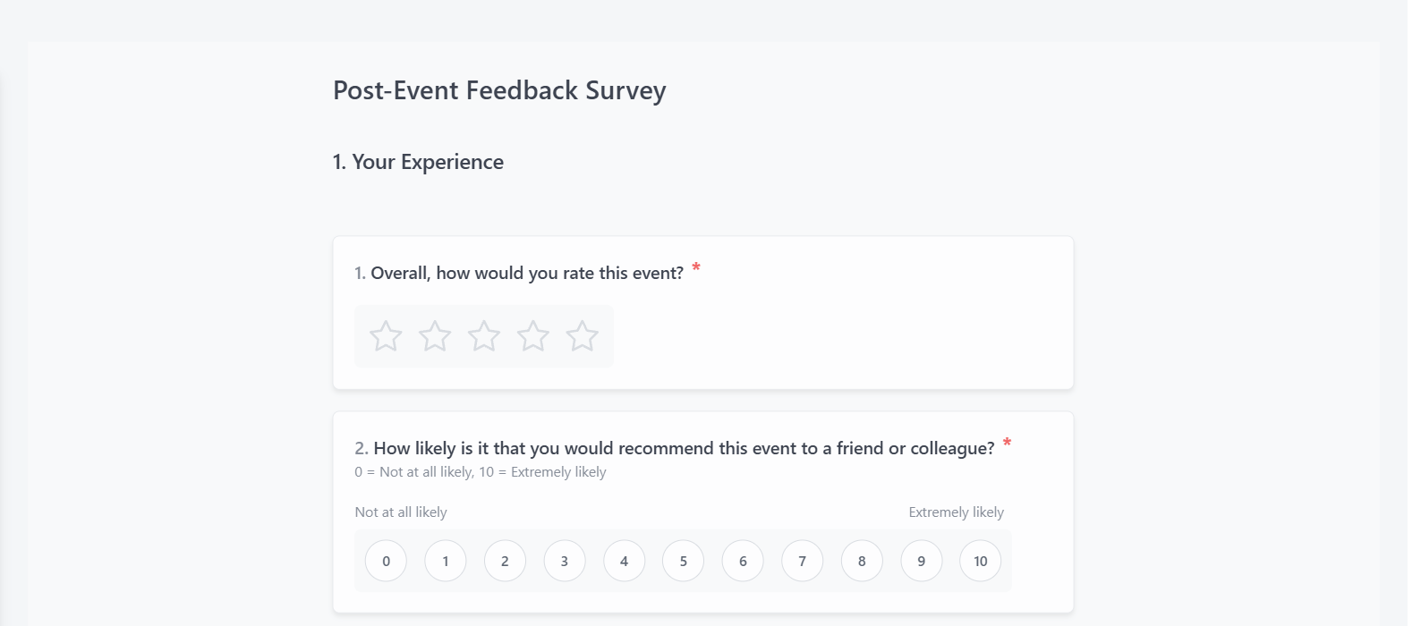 Screenshot of the Post-Event Feedback Survey template